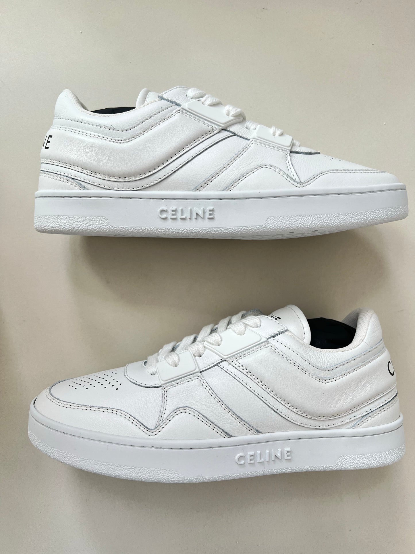 CELINE TRAINER LOW LACE-UP SNEAKER IN CALFSKIN OPTIC WHITE