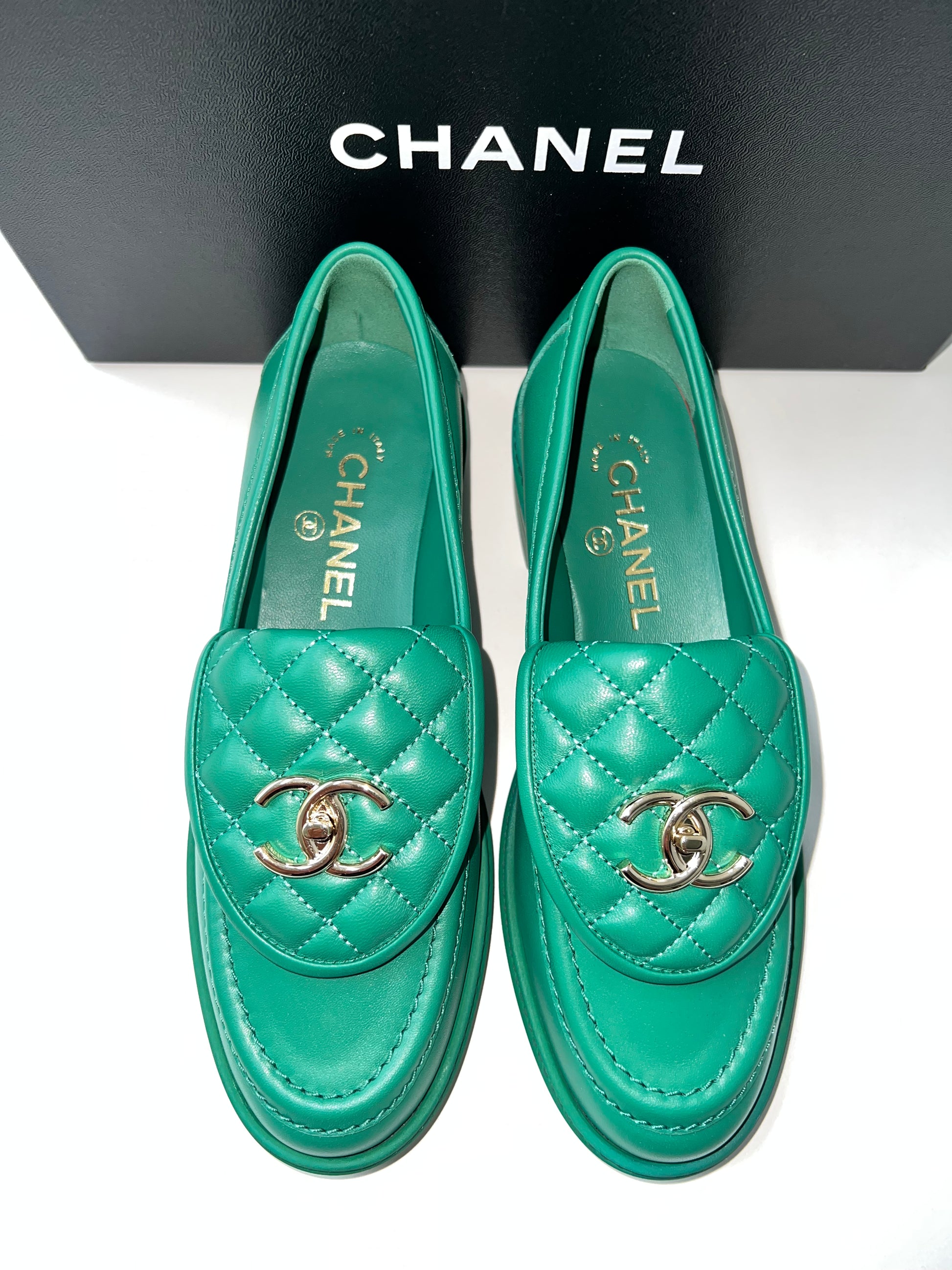 Chanel Espadrille 37 Glitter Canvas Cap Toe CC Flats CC-0602N-0004