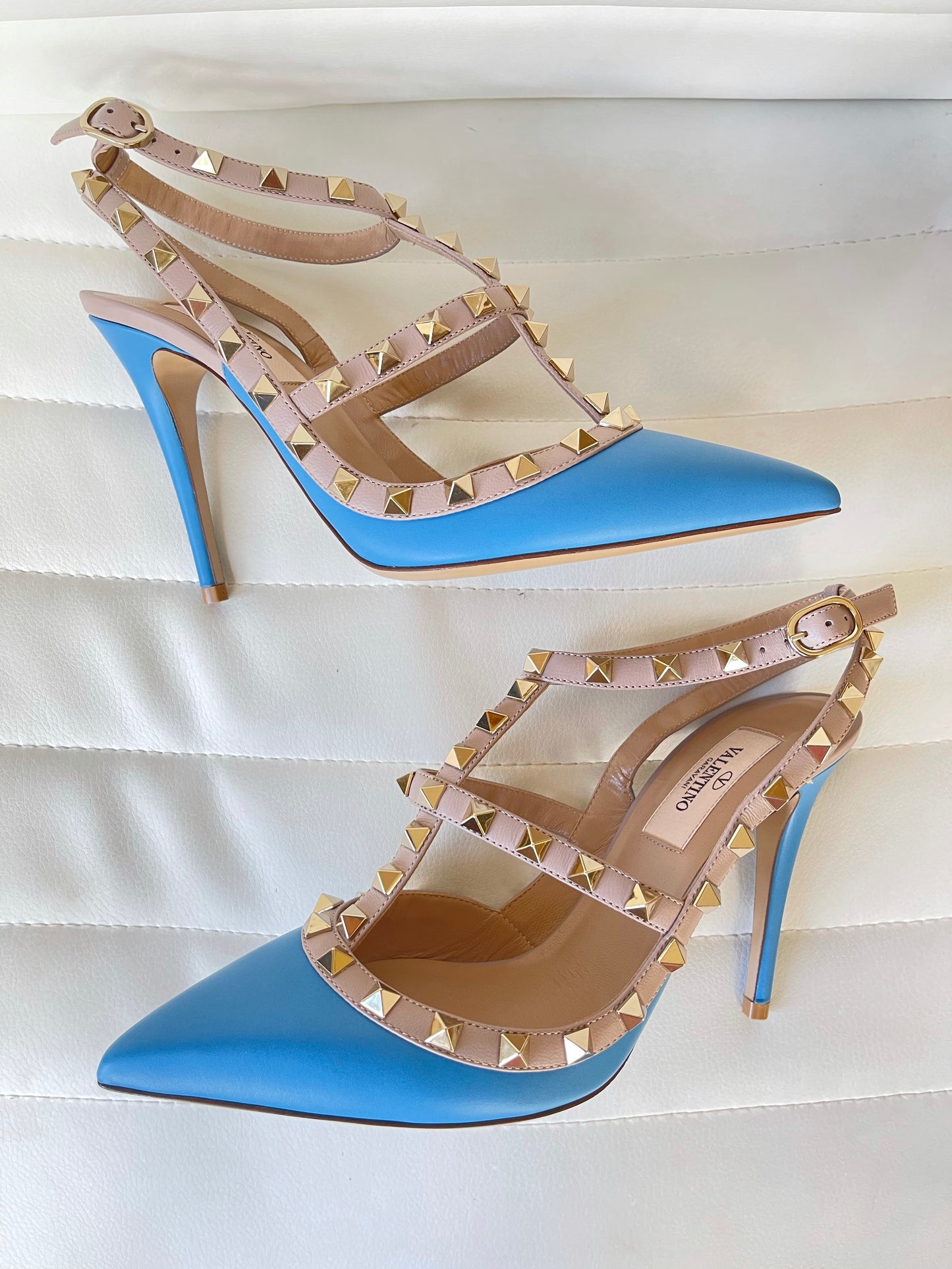 Valentino Garavani Rockstud Rockstuds Studded Ankle Strap Blue
