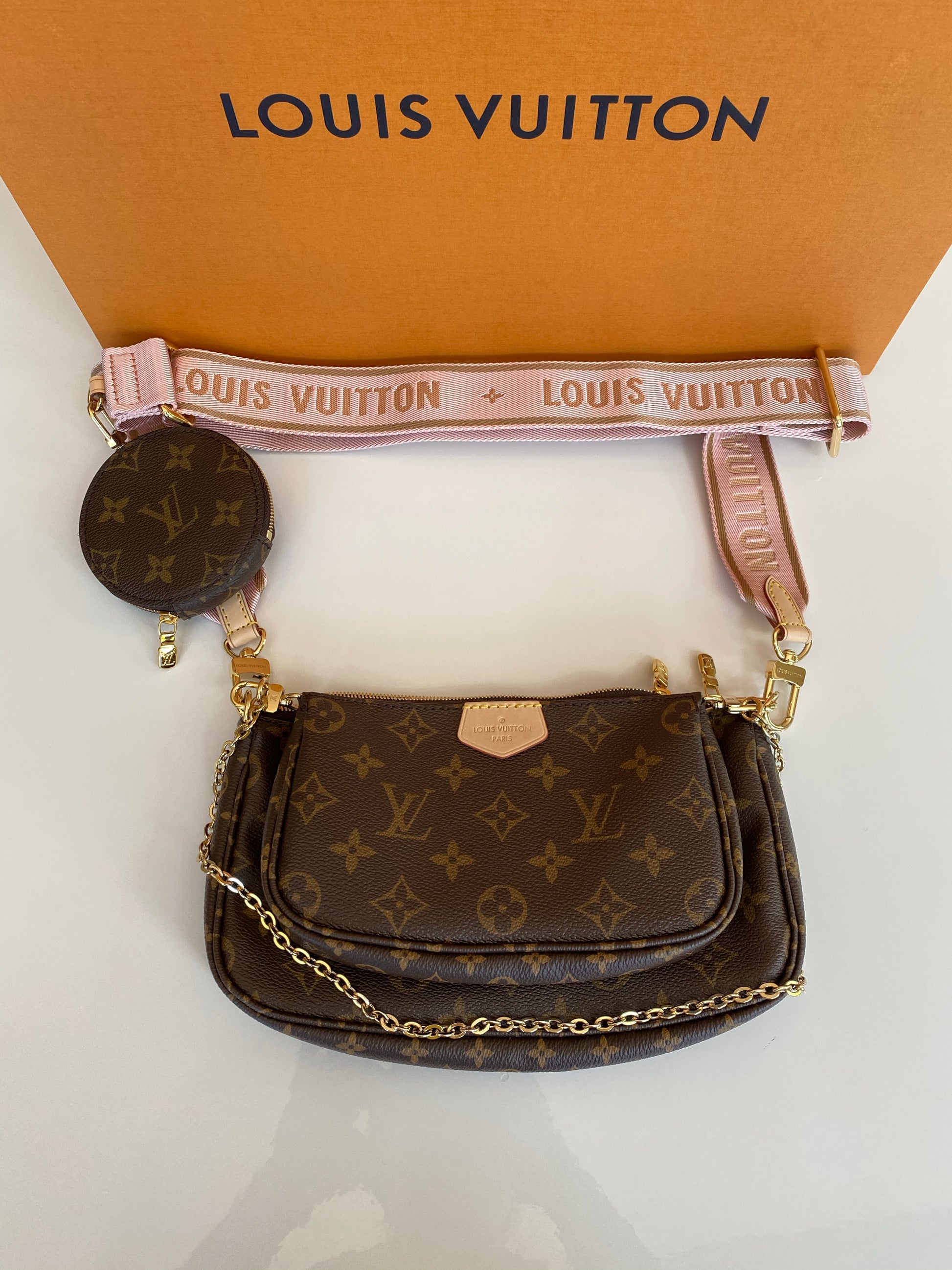 Louis Vuitton Multi Pochette Accessoires Shoulder Bag Brown Canvas (Green  Strap)