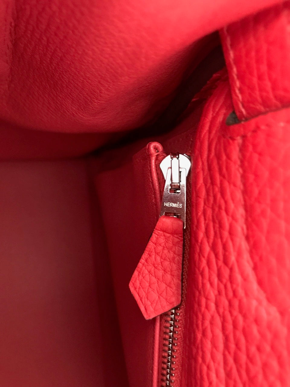 Hermes Kelly Handbag Red Togo with Palladium Hardware 25 Red 197639143