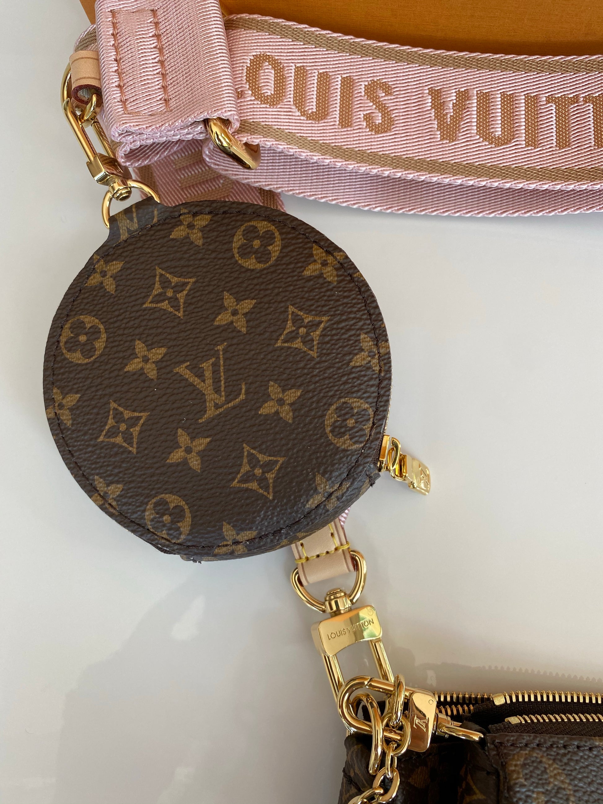 Louis Vuitton Multi Pochette Brown LV Print Khaki Green Strap Cross Body  Bag Accessories