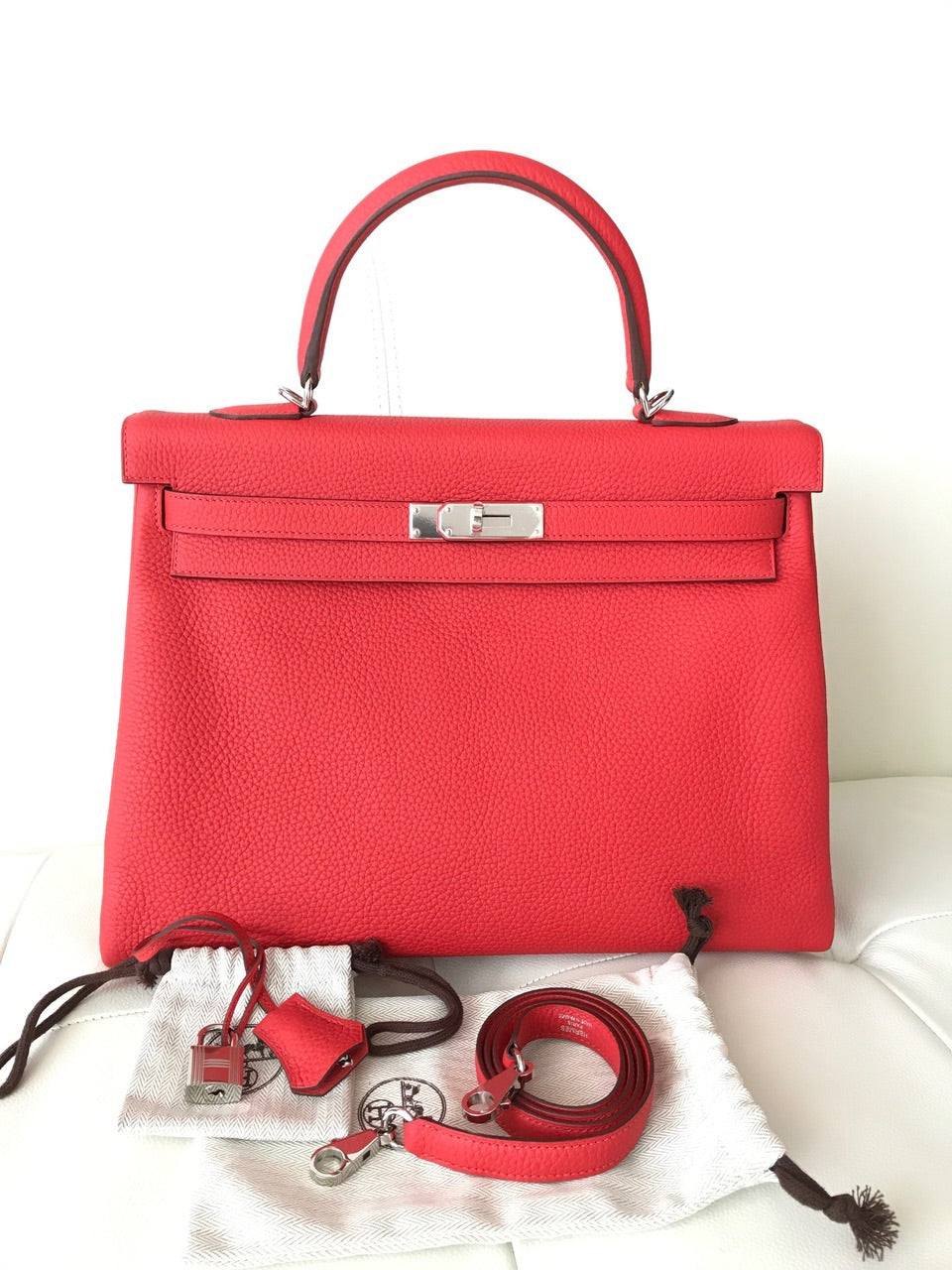 Hermes Kelly 35 Rouge Tomate Red Togo Palladium Hardware