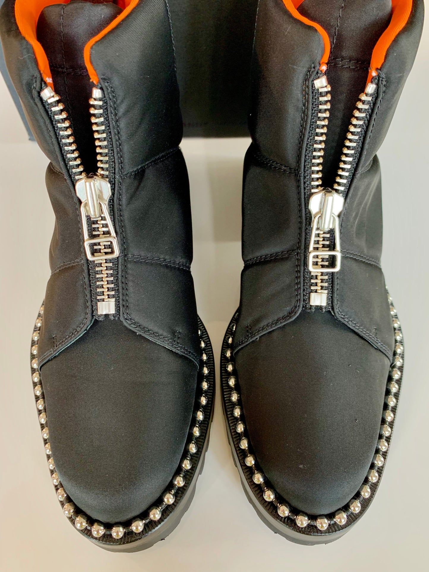 Alexander Wang Cooper Black Orange Studded Zip Ankle Boots