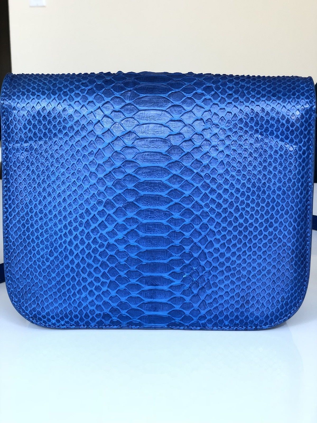 Celine Python Royal Blue Box GHW Medium Flap Handbag Cross Body Bag