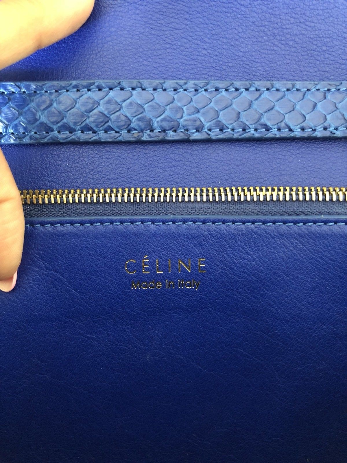 Celine Python Royal Blue Box GHW Medium Flap Handbag Cross Body Bag